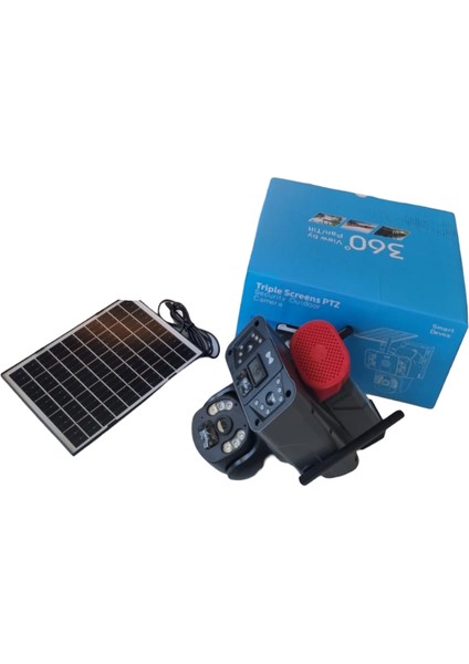 Triple Screen sim kartlı Kamera Ptz 360 derece dönebilen ayrıca hafıza kartı destekli gece görüşü ses kaydı yapabilen 3 saat güneş enerjisi şarjı ile 24 saat çekim yapabilen harika bir ürün