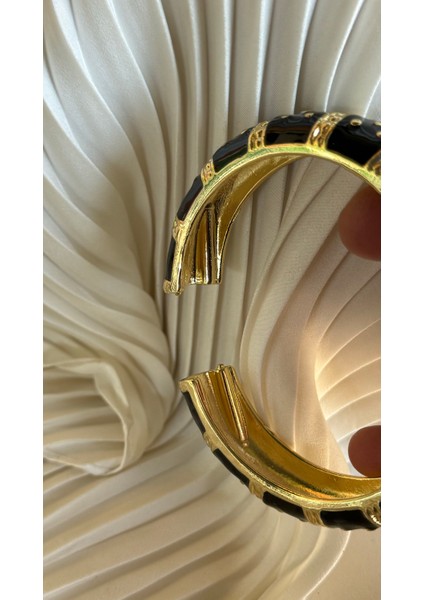 Mineli Siyah Mekanizmalı Acılır Kapanır Bohem Bileklik Kelepçe modelleri