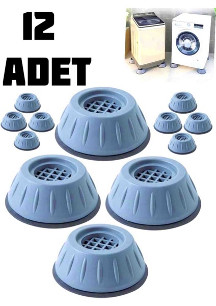12 Adet Titreşim Engelleyici Stoper Çamaşır Makinesi Bulaşık Buzdolap Çok Yönlü Ayaklık