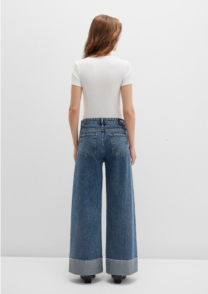 Emilia Classic Denim Puslu Koyu Mavi Jean Pantolon 1012641-90118