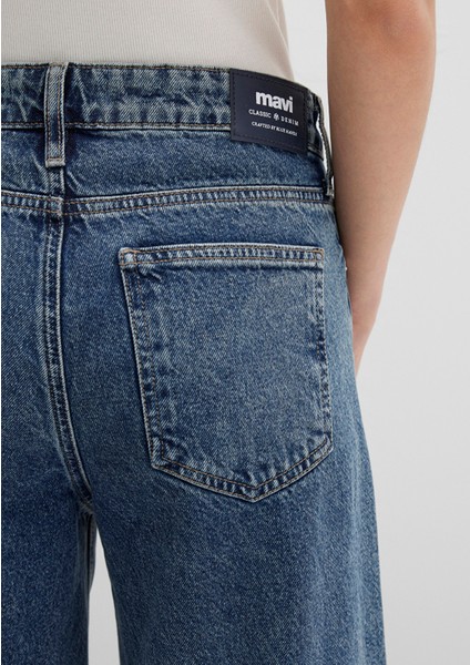 Emilia Classic Denim Puslu Koyu Mavi Jean Pantolon 1012641-90118