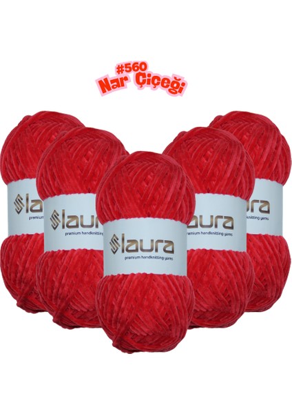 Kadife El Örgü İpi, 5'li Paket, 5X100 Gr. 120 Mt., %100 Mikro Polyester