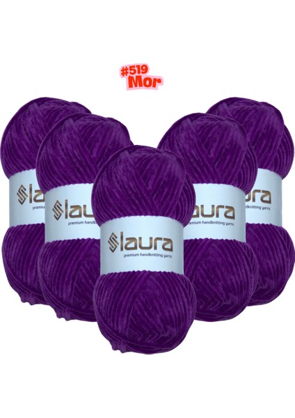 Kadife El Örgü İpi, 5'li Paket, 5X100 Gr. 120 Mt., %100 Mikro Polyester
