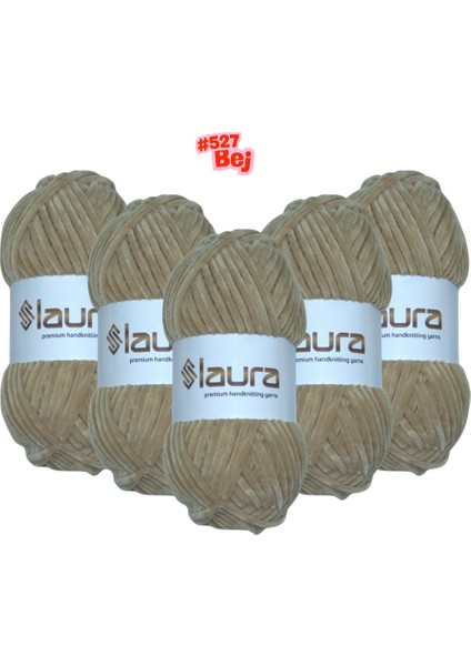 Kadife El Örgü İpi, 5'li Paket, 5X100 Gr. 120 Mt., %100 Mikro Polyester