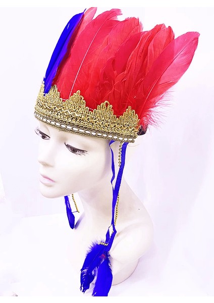 Bordo Mavi Renk Tüylü Kızılderili Başlığı | Taraftar Başlığı - Lisinya fiyatları