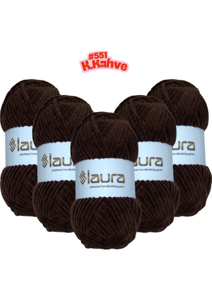 Kadife El Örgü İpi, 5'li Paket, 5X100 Gr. 120 Mt., %100 Mikro Polyester