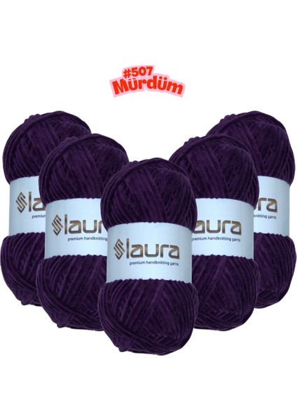 Kadife El Örgü İpi, 5'li Paket, 5X100 Gr. 120 Mt., %100 Mikro Polyester
