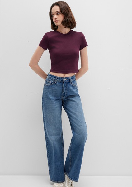 Bordo Basic Crop Tişört 1600814-70434 modelleri