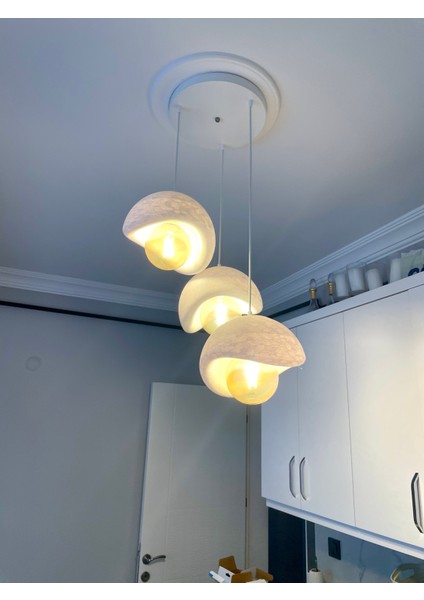 Beton Görünümlü Modern Şık Iskandinav Tarz 3 Başlıklı Avize (25CM) (Rustik Ampul Hediyeli) Nestvibe fırsatları