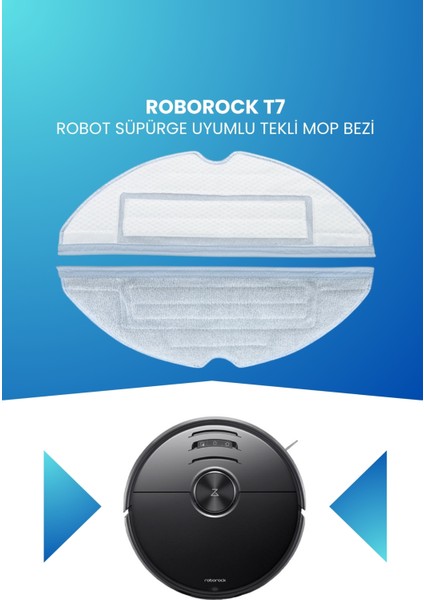 Roborock T7 Robot Süpürge Uyumlu Tekli Mop Bezi