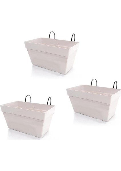 SO-YB01A Askılı Yalı Balkon Saksı 6.5 Lt Kirli Beyaz 3 Adet