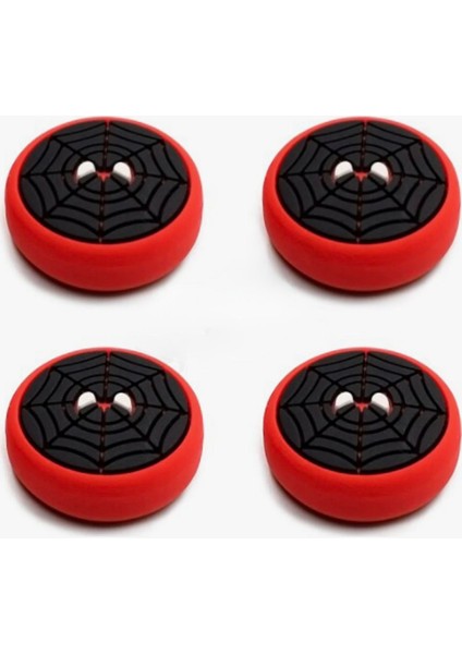 Ps5 Ps4 Ps3 Xbox Uyumlu 4 Adet Analog Koruyucu Spider-Man Siyah Gamepad Slikon Koruyucu