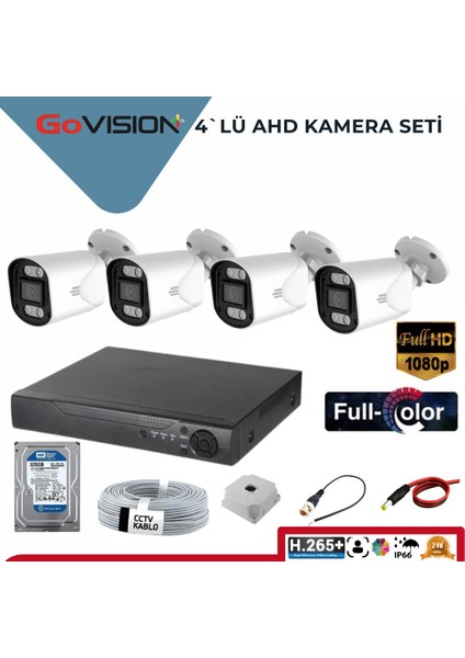 4'lü 2 Mp Ahd Kamera Seti- 3.6mm Full Color Serisi