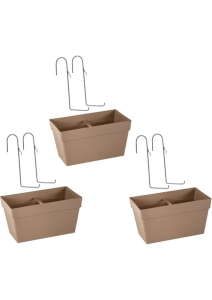 SO-YB01A Askılı Yalı Balkon Saksı 6.5 Lt Mocha 3 Adet