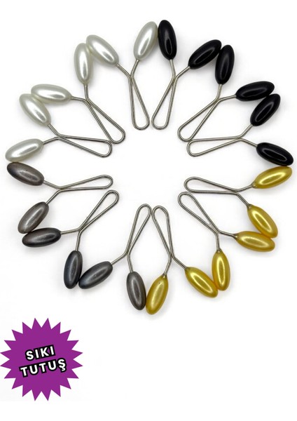 Eşarp Şal Klipsi 12 Adet Arpa Model Ana Renkler Klips Kadın Tesettür Aksesuar