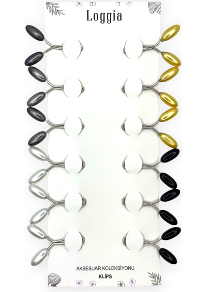 Eşarp Şal Klipsi 12 Adet Arpa Model Ana Renkler Klips Kadın Tesettür Aksesuar fiyatları