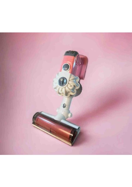 Vardem Çekme Özellikli Pilli Sesli Oyuncak Süpürge 75CM Dikey Elektrik Süpürgesi Dyson Model (3 In1 ) Pembe modelleri