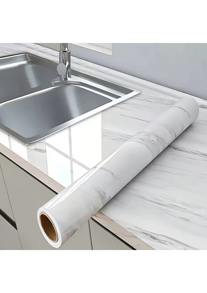 Mermer Desenli Mutfak Duvar Kağıdı Sticker - 5m x 60CM: Su ve Yağa Dayanıklı, Yüksek Sıcaklık Esnekliğine Sahip Tezgah, Dolap, Ocak Yenileme Folyosu T10 modelleri