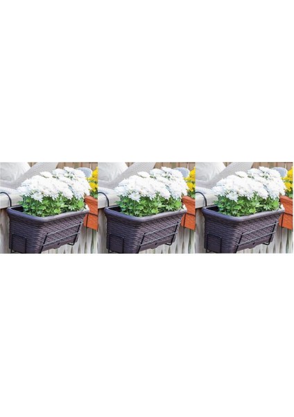 SO-HB01A Askılı Hasır Desen Balkon Saksı 6.5 Lt Antrasit 3 Adet