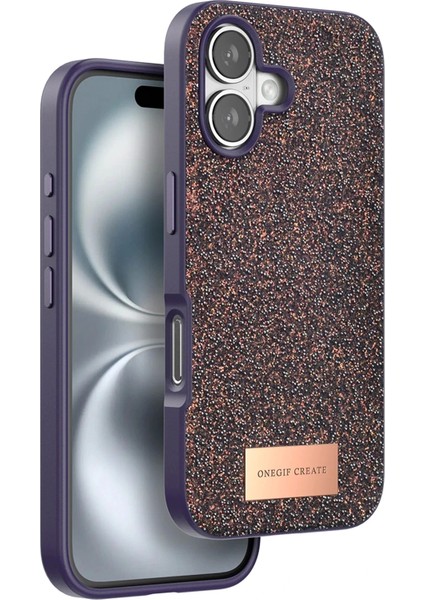 Onegif iPhone 16 Bright Simli Kapak - Derin Mor
