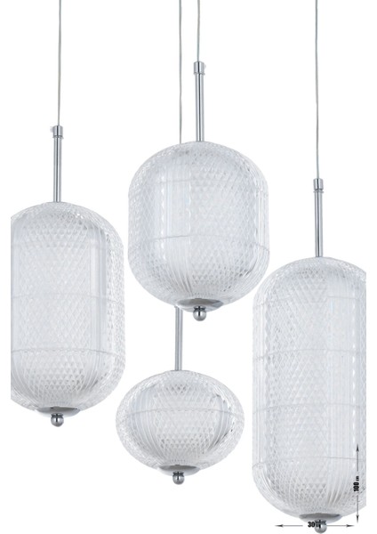 Torino 4'lü Power Ledli Kumandalı Modern Lüks Sarkıt Avize, 3 Renk: Sarı-beyaz-gün Işığı - Krom