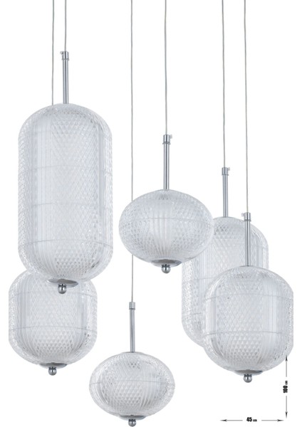 Torino 6'li Power Ledli Kumandalı Modern Lüks Sarkıt Avize, 3 Renk: Sarı-beyaz-gün Işığı - Krom