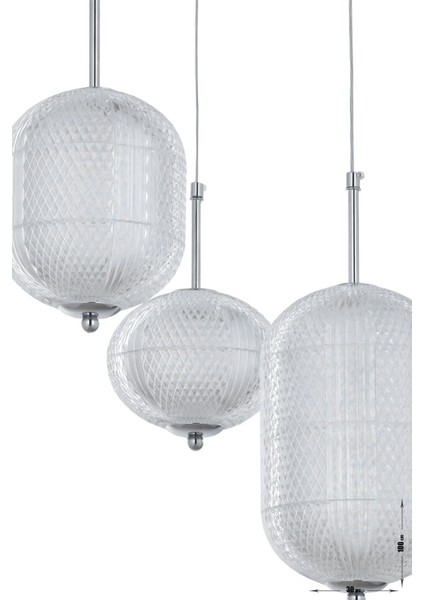 Torino 3'lü Power Ledli Kumandalı Modern Lüks Sarkıt Avize, 3 Renk: Sarı-beyaz-gün Işığı - Krom