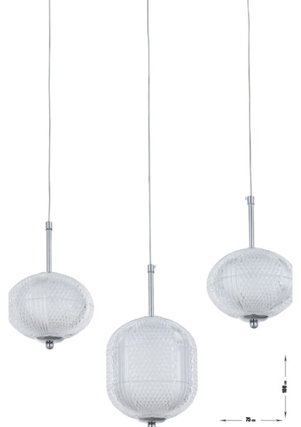 Torino 5'li Power Ledli Kumandalı Modern Yemek Masası Üstü Avize, 3 Renk: Sarı-beyaz-gün Işığı-krom