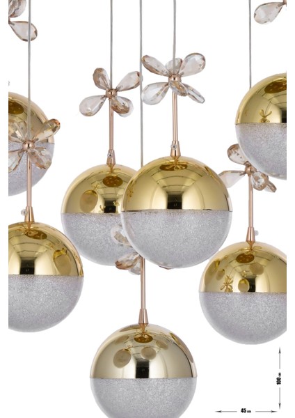 Forde 7'li Power Ledli Kumandalı Modern Lüks Sarkıt Avize, 3 Renk: Sarı-beyaz-gün Işığı - Gold