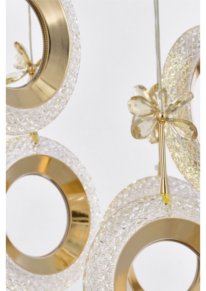 Ribera 5'li Power Ledli Kumandalı Modern Yemek Masası Üstü Avize, 3 Renk: Sarı-beyaz-gün Işığı-gold