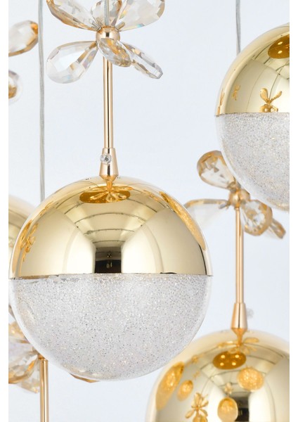 Forde 5'li Power Ledli Kumandalı Modern Yemek Masası Üstü Avize, 3 Renk: Sarı-beyaz-gün Işığı -gold