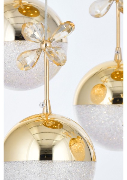 Forde 5'li Power Ledli Kumandalı Modern Yemek Masası Üstü Avize, 3 Renk: Sarı-beyaz-gün Işığı -gold