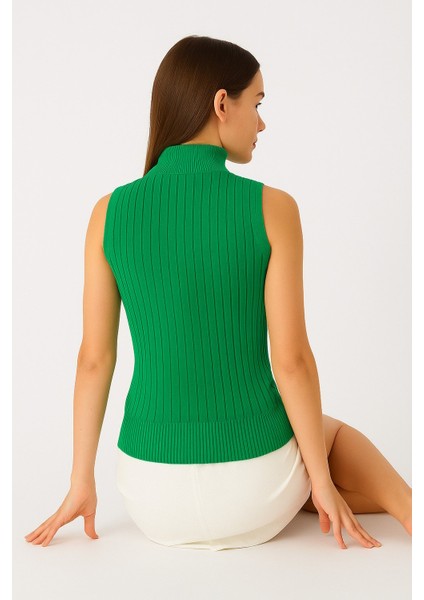 Kadın Kolsuz Fitilli Triko Bluz 15394 modelleri