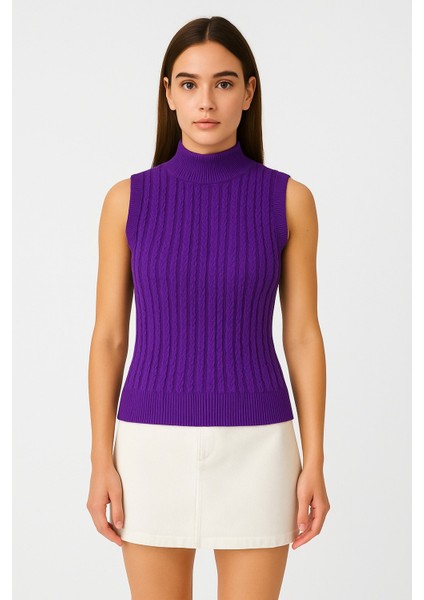 Kadın Kolsuz Triko Bluz 15396