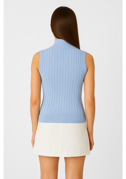 Kadın Kolsuz Fitilli Triko Bluz 15394 modelleri