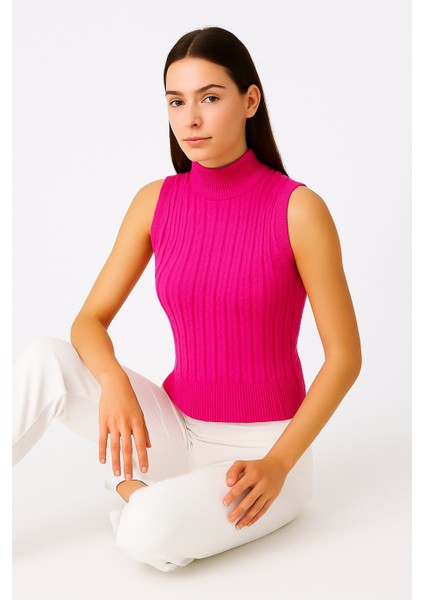 Kadın Kolsuz Triko Bluz 15396 fiyatları