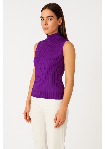 Kadın Kolsuz Fitilli Triko Bluz 15394 fiyatları