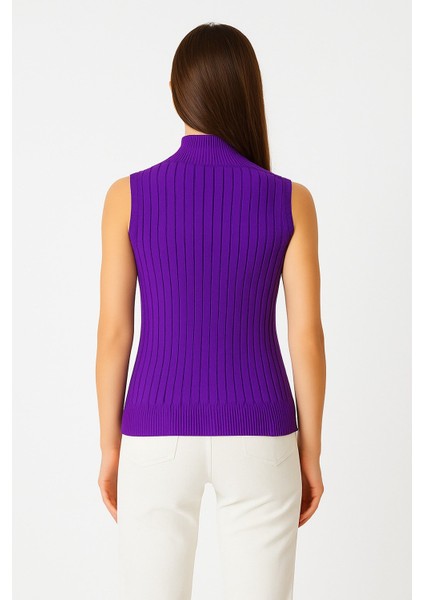 Kadın Kolsuz Fitilli Triko Bluz 15394 modelleri