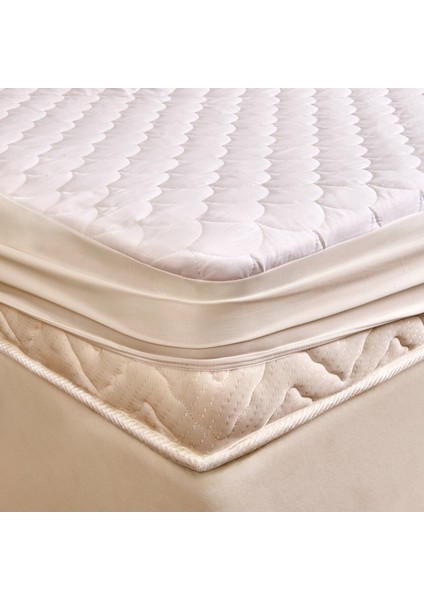 Soft Dalga Kapitoneli Fitted Çift Kişilik Alez - Beyaz - 160X200 cm fırsatları