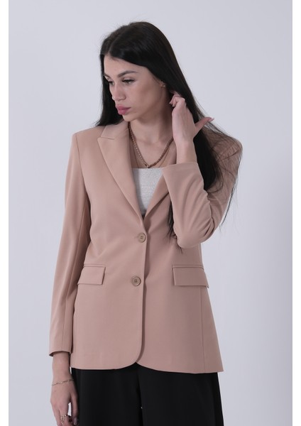 Bej Vatkalı Astarlı Blazer Ceket 0105110.55