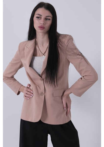 Bej Vatkalı Astarlı Blazer Ceket 0105110.55