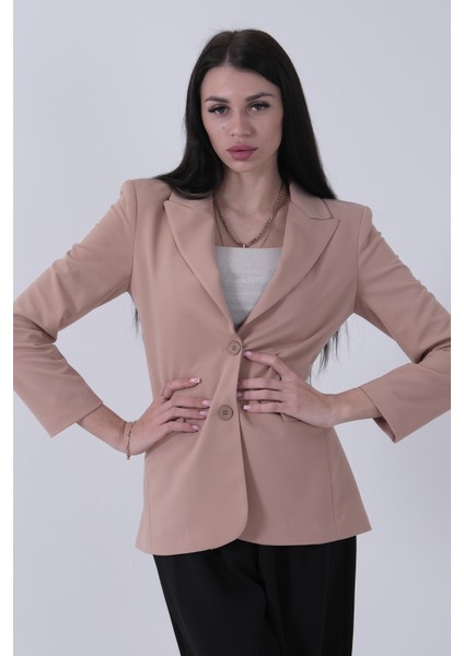 Bej Vatkalı Astarlı Blazer Ceket 0105110.55