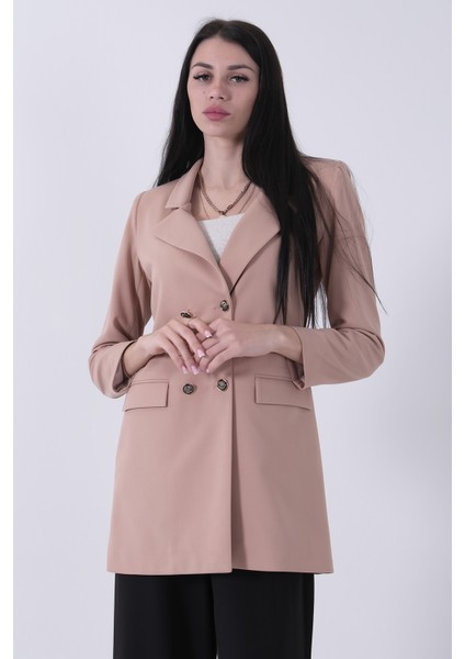 Bej Astarlı Düğme Kapamalı Blazer Ceket 0105123.55 fırsatları