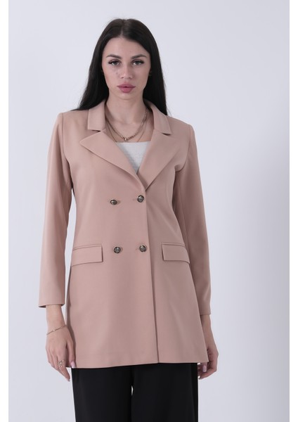 Bej Astarlı Düğme Kapamalı Blazer Ceket 0105123.55