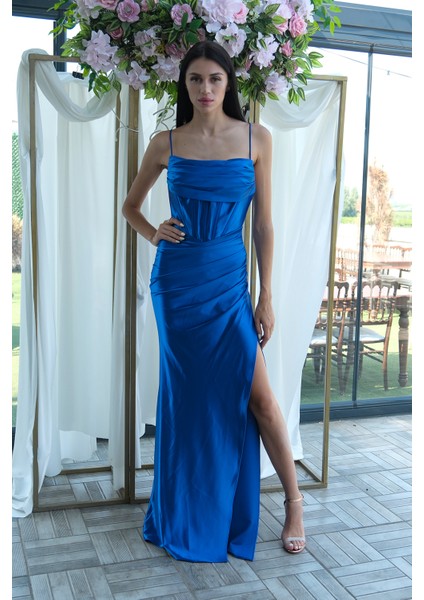 Saks Sırtı Bağlamalı Yırtmaçlı Abiye 4522018.26