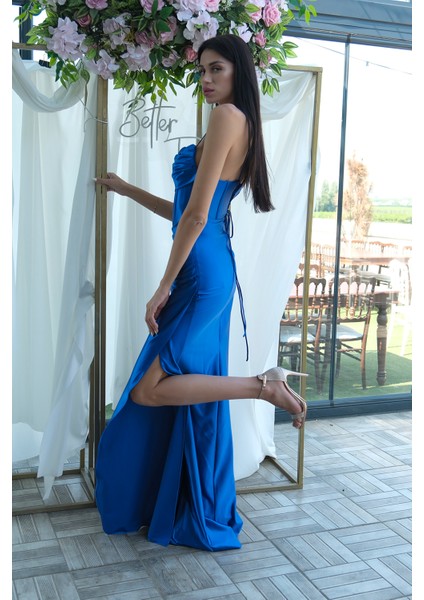 Saks Sırtı Bağlamalı Yırtmaçlı Abiye 4522018.26 indirimleri