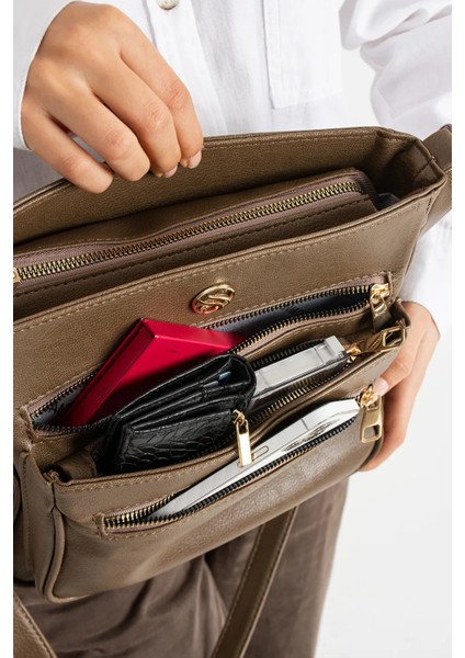 Sn 1399 Kadın Kol Çantası Çok Bölmeli Omuz Çantası