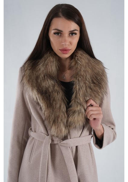 Taş Seyyar Kürklü Çift Cepli Kaşe Kaban 0108080.50