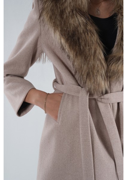 Taş Seyyar Kürklü Çift Cepli Kaşe Kaban 0108080.50