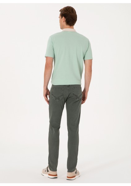 Normal Bel Normal Paça Slim Fit Yeşil Erkek Denim Pantolon Lort modelleri